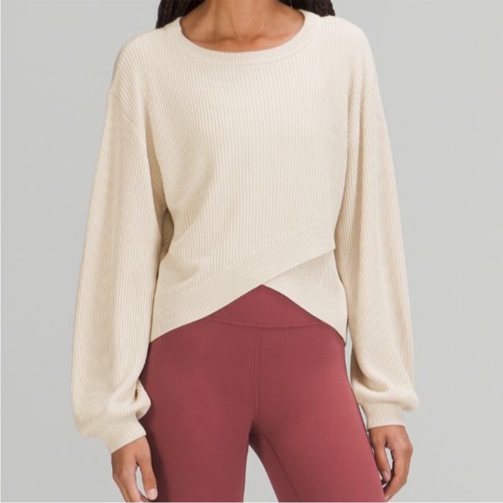 LULULEMON Reversible Crossover Tencel/Cashmere Sweater -
White Opal size 2